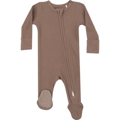 Waffle Sinopia Fresco 2 Way Zipper Footie, Brown