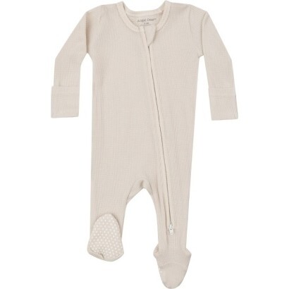 Waffle Oatmeal 2 Way Zipper Footie, Oatmeal