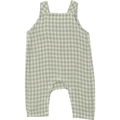 Mini Green Gingham Overalls, Green