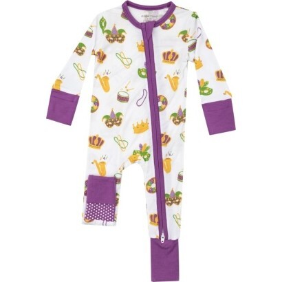 Mardi Gras 2 Way Zipper Romper, Purple