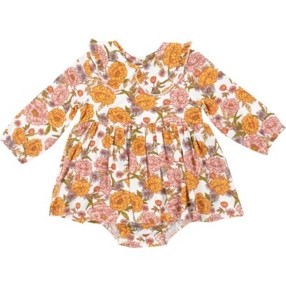 Ambers Floral Ruffled Peter Pan Collar Bubble W/ Skirt, Multi