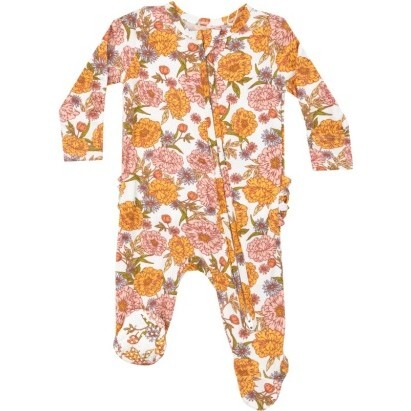 Ambers Floral 2 Way Ruffle Zipper Footie, Multi