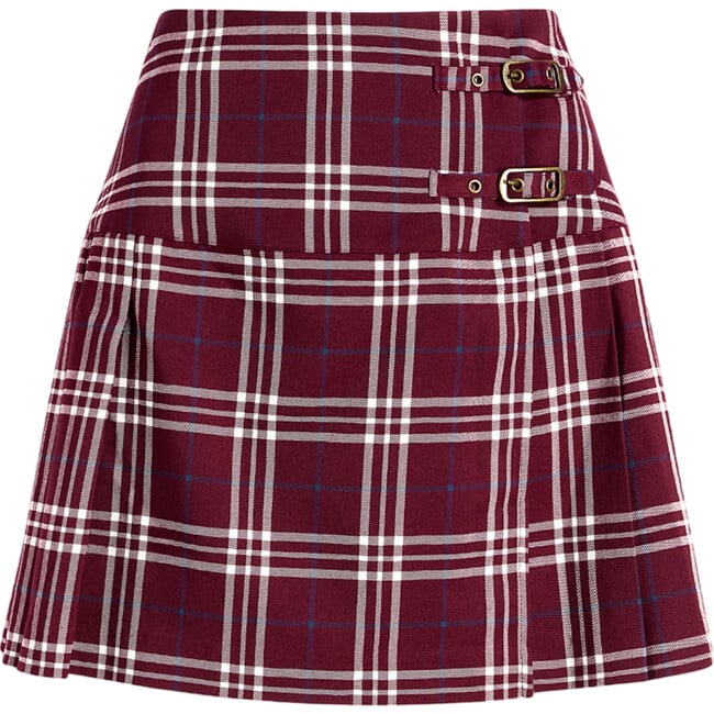 The Women's Inola Plaid Buckle Pleat Mini Skirt, Berry Wallace