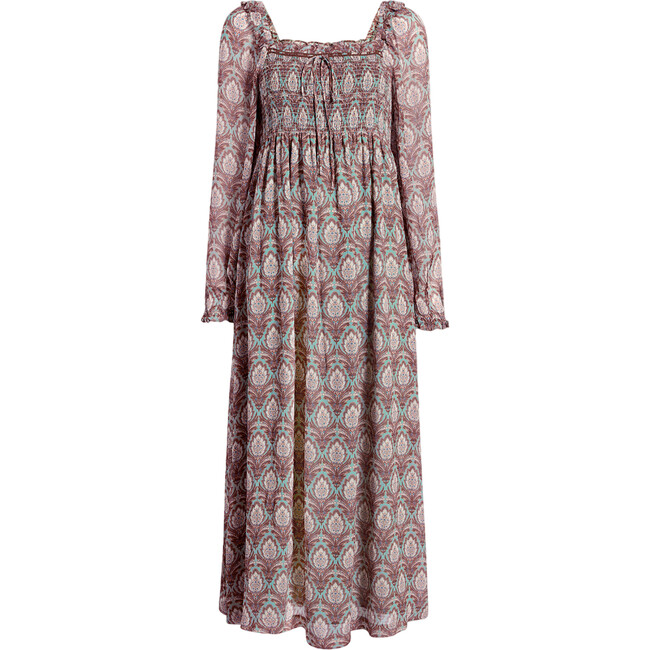 The Women's Scarlett Puff Long Sleeve Midi Nap Dress, Sage Pinecone