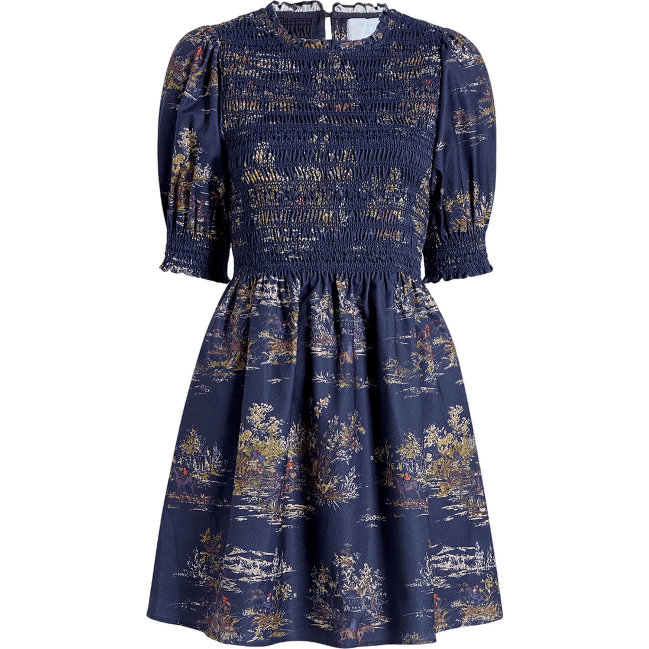The Women's Vivi Print High Neck Puff Sleeve Midi Dress