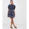 The Women's Vivi Print High Neck Puff Sleeve Midi Dress, Navy Equestrian Toile - Dresses - 2