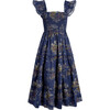 The Women's Ellie Print Ruffle Shoulder A-Line Nap Dress, Navy Equestrian Toile - Dresses - 1 - thumbnail