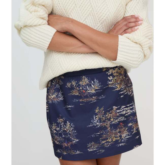 The Women's Tatiana Print Mid-Rise Mini Wrap Skirt, Navy Equestrian Toile - Skirts - 3