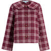 The Women's Blake Plaid Ruffle Collar Bell Sleeve Jacket, Berry Wallace - Jackets - 1 - thumbnail