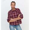 The Women's Blake Plaid Ruffle Collar Bell Sleeve Jacket, Berry Wallace - Jackets - 3