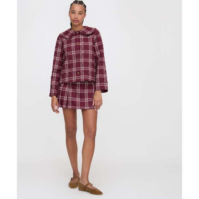 The Women's Blake Plaid Ruffle Collar Bell Sleeve Jacket, Berry Wallace - Jackets - 5