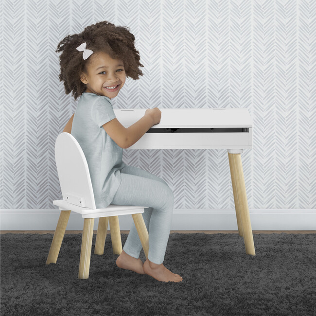 Ollie Lift-Top Desk and Chair Set for Toddlers & Up, Bianca White - Desks - 2