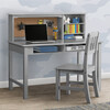 Kids' Wood Desk with Hutch & Chair, Grey - Desks - 4 - thumbnail