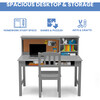 Kids' Wood Desk with Hutch & Chair, Grey - Desks - 5 - thumbnail