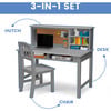 Kids' Wood Desk with Hutch & Chair, Grey - Desks - 6 - thumbnail