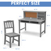 Kids' Wood Desk with Hutch & Chair, Grey - Desks - 7 - thumbnail
