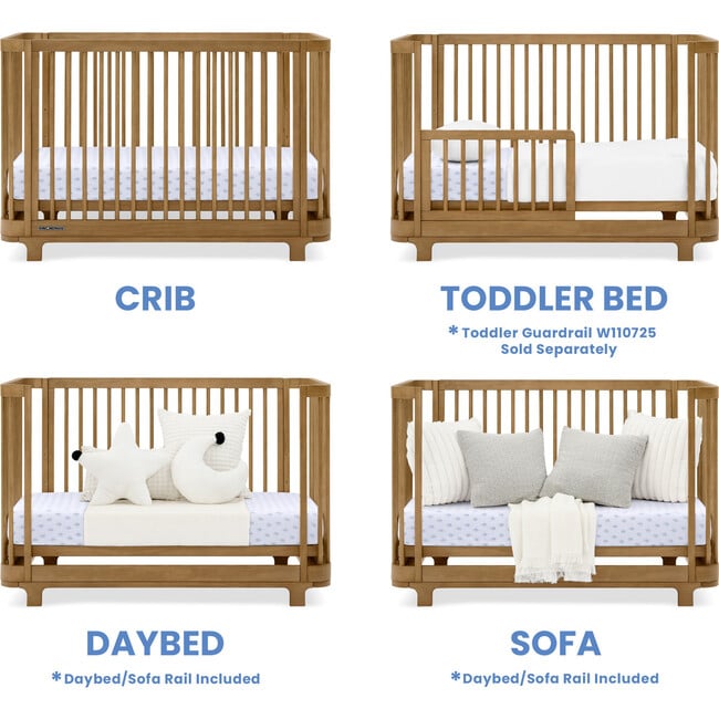 Nest 4-in-1 Convertible Crib, Acorn - Cribs - 4