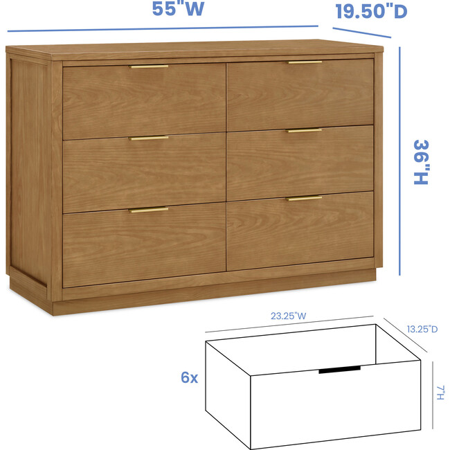 Forever 6 Drawer Dresser, Naturals Collection Light Brown - Dressers - 7