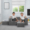 Convertible Kids Sofa & Play Set with 2 Ottomans, Grey - Kids Seating - 2