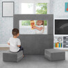 Convertible Kids Sofa & Play Set with 2 Ottomans, Grey - Kids Seating - 8