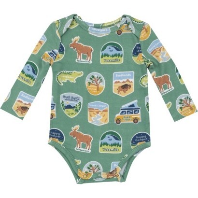 National Park Stickers Lap Shoulder Bodysuit, Green