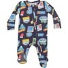 Vintage Ski Patches 2-Way Zipper Footie, Black - Footie Pajamas - 2