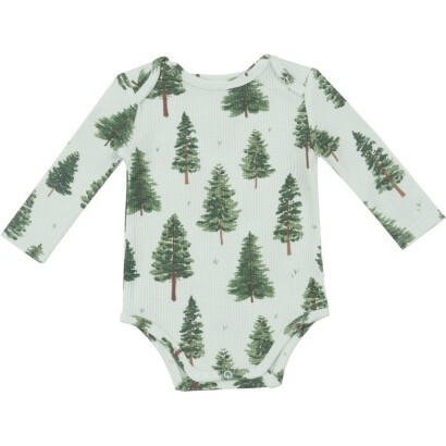 Forest Trees Lap Shoulder Bodysuit, Green