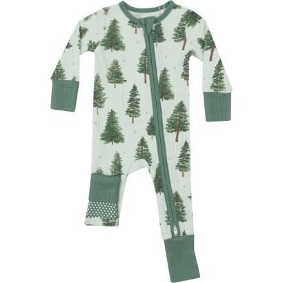 Forest Trees 2-Way Zipper Romper, Green