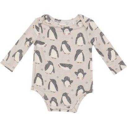 Penguin Pals Lap Shoulder Bodysuit, Beige