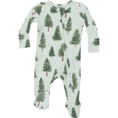 Forest Trees 2-Way Zipper Footie, Green