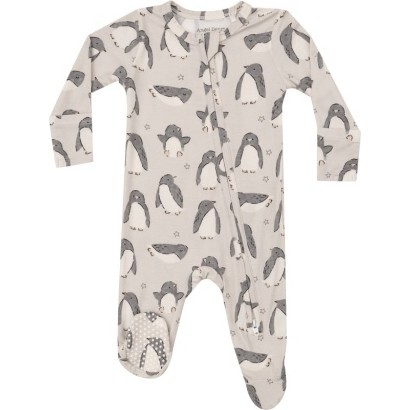 Penguin Pals 2- Way Zipper Footie, Beige