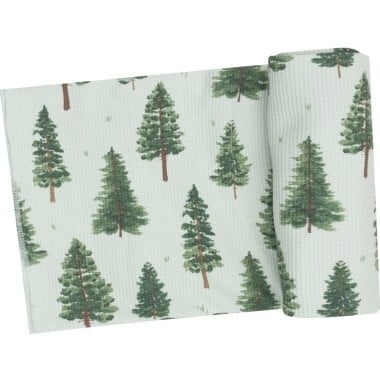 Forest Trees Swaddle Blanket, Green - Swaddles - 1