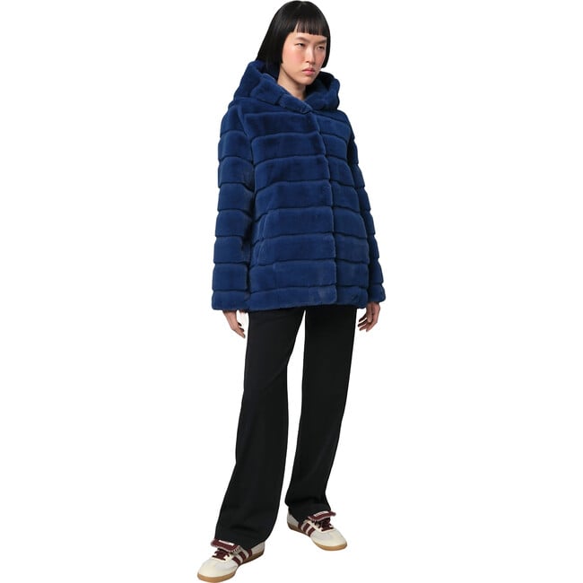 Women's Goldie Pluche™ Hooded Tiered Short Coat, Sapphire - Coats - 2