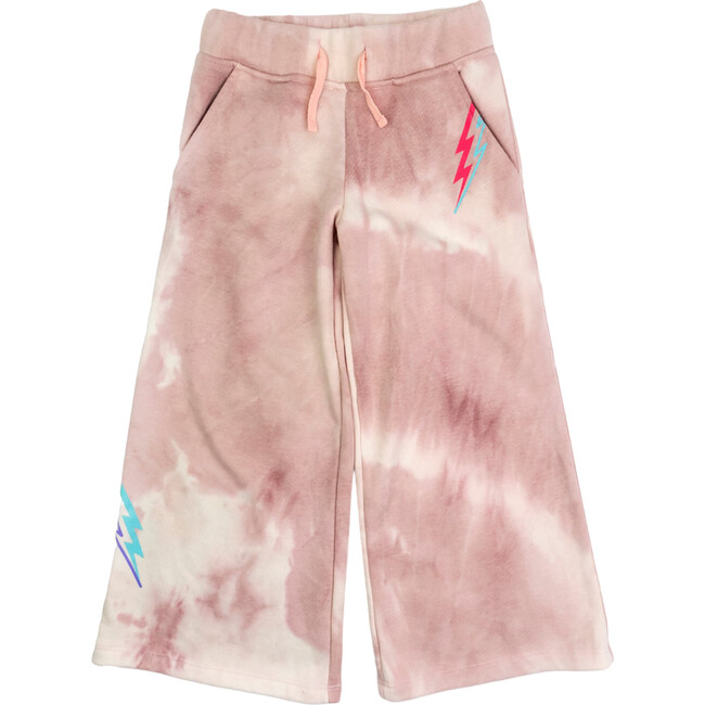 Samantha Wide Leg Drawstring Sweatpants, Pink Marble