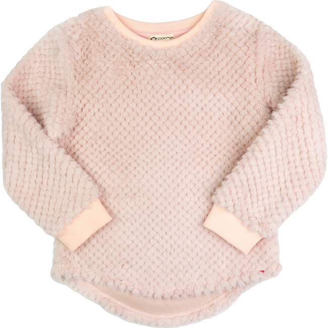 Laurel Quilted Pattern Faux Fur Top, Vintage Pink