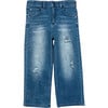 Liana Star-Stitched Wide Leg Denim Pants, Medium Wash - Pants - 1 - thumbnail