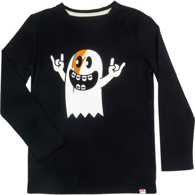 Rock & Ghoul Graphic Crew Neck Long Sleeve T-Shirts, Black