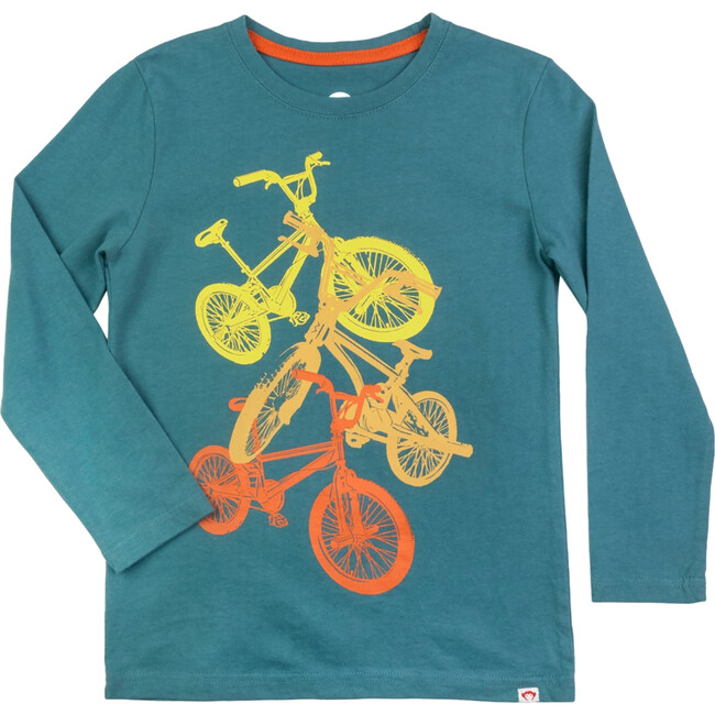 Bicycles Graphic Crew Neck Long Sleeve T-Shirts, Hydro