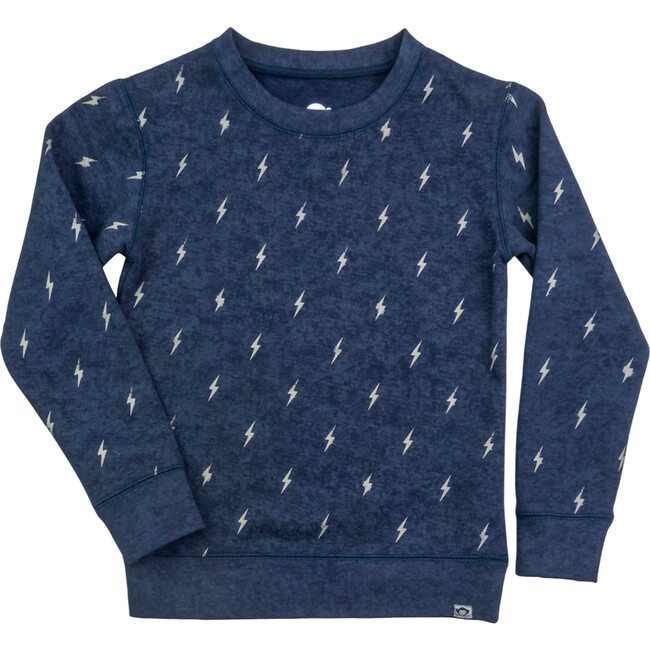 Revel Washed Crew Neck Long Sleeve Sweater, Navy