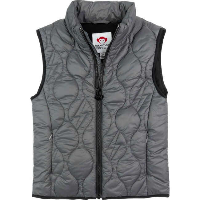 Packer Wave Quilted Front Pocket Zipper Vest, Iron