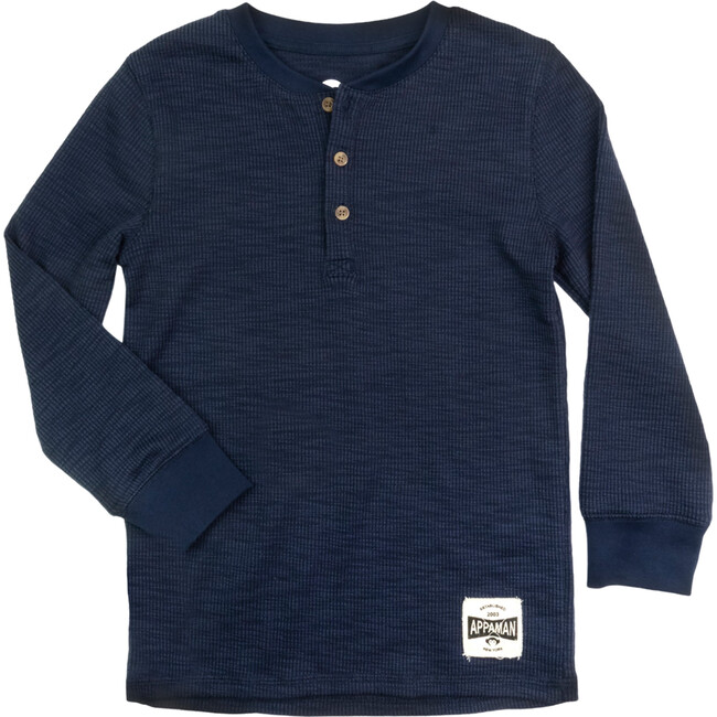 Craftsman Thermal Waffle Cut Long Sleeve Henley T-Shirts, Indigo