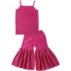 Maanik Silk Block Print Sharara Set & Scalloped Dupatta 2-Piece Set, Pink - Dresses - 2