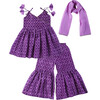 Jamini Silk Chanderi Block Print Sharara Set & Dupatta 3-Piece Set, Purple - Dresses - 1 - thumbnail