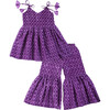 Jamini Silk Chanderi Block Print Sharara Set & Dupatta 3-Piece Set, Purple - Dresses - 2