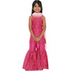 Maanik Silk Block Print Sharara Set & Scalloped Dupatta 2-Piece Set, Pink - Dresses - 4