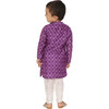Jamini Silk Chanderi Block Print Angrakha Kurta & Churidaar 2-Piece Set, Purple - Mixed Apparel Set - 5