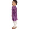 Jamini Silk Chanderi Block Print Angrakha Kurta & Churidaar 2-Piece Set, Purple - Mixed Apparel Set - 7