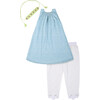 Girls Baadal Jamdani Cotton Ethnic Kurta Pyjama & Embroidered Belt 3-Piece Set, Light Blue - Mixed Apparel Set - 1 - thumbnail