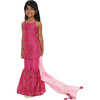 Maanik Silk Block Print Sharara Set & Scalloped Dupatta 2-Piece Set, Pink - Dresses - 6