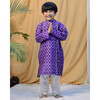 Jamini Silk Chanderi Block Print Angrakha Kurta & Churidaar 2-Piece Set, Purple - Mixed Apparel Set - 9
